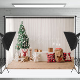 Lofaris Weiß Vorhang Bäume Tatami Kissen Weihnachten Hintergrund